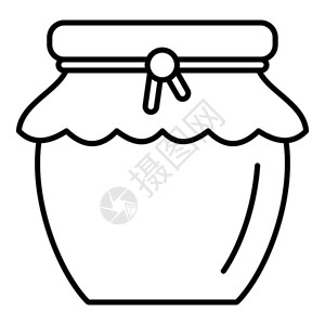 蜂皇蜂蜜罐图标概要蜜罐矢量图标用于在白色背景上孤立的网络设计蜂罐