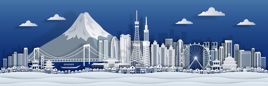 折叠贴纸式东京城市全景图片