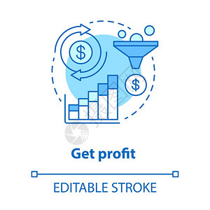 增加收入概念细线插图电子商务数字营销金融商业计划资金转移矢量孤立的大纲绘制可编辑的中风图片