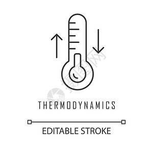 温度波动热效应加和冷却物理过程细线图解等距符号矢量孤立图画可编辑的中风图片