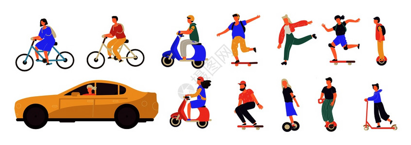 长板摩托车单载体驾驶员卡通人物背景图片