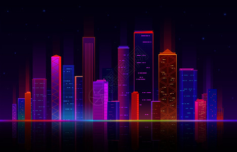霓虹灯夜晚城市夜景图片