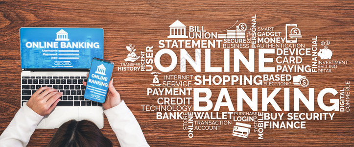 数字货币技术概念在线银行图形界面显示互联网站和数字支付服务上的资金转移图片