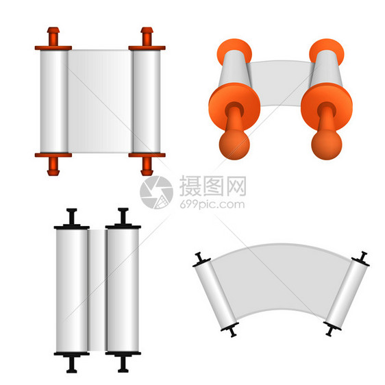 torah卷轴书圣经七节模型集平面插图4torah卷轴书圣经七节向量模型为webtorah卷轴圣经模型设置现实主义风格图片