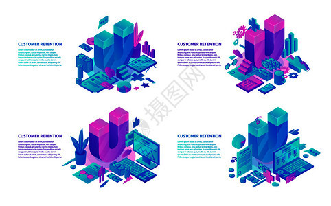 一套用于网络设计的一套客户保留量矢标语图片