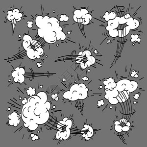 蒸多宝鱼卡通快速运动云烟雾效应和运动轨迹绘制风蒸泡爆炸和尘雾运动