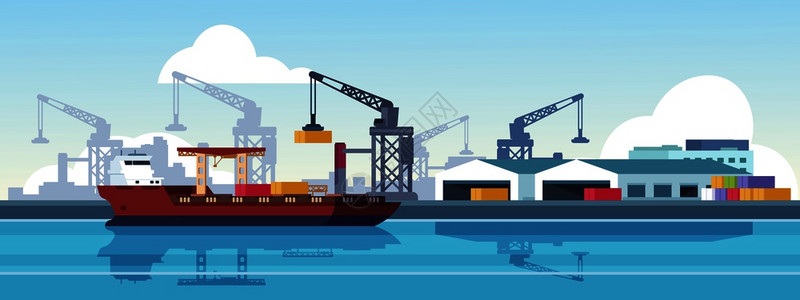 海运港口和物流运输货轮码头图片