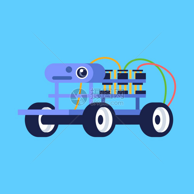 机器人汽车平板矢量插图