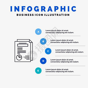 页面布局报告带有5个步骤插图背景的示意线标图片