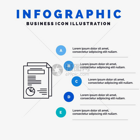 页面布局报告带有5个步骤插图背景的示意线标图片