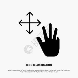 白色拳头3手指势握稳固的glyph图标矢量背景