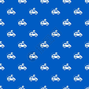 现代电动汽车模式矢量蓝色重复图图片