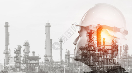 石油天然气和化炼油厂其双重接触艺术展示出下一代的电力和能源业务背景图片