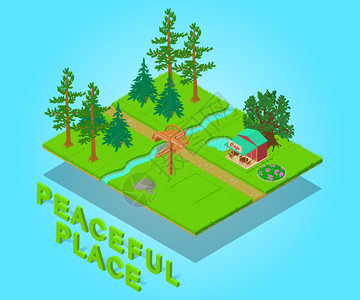 插画  |立体3d工业工厂效果图插画  |室内卧室3d效果图插画  |户外