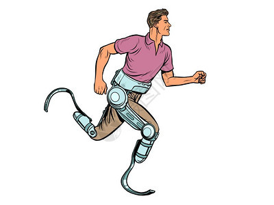 使用假腿跑步的残疾人流行艺术回放矢量说明老旧的托盘插件5使用假腿跑步的残疾人图片