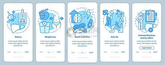 keto饮食加入移动应用程序页面屏幕矢量模板的松绿以线插图uig智能手机界面通过网站步骤图片