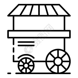 商店矢量图标网页设计隔离在白色背景爆米花购物车店图标轮廓风格插画