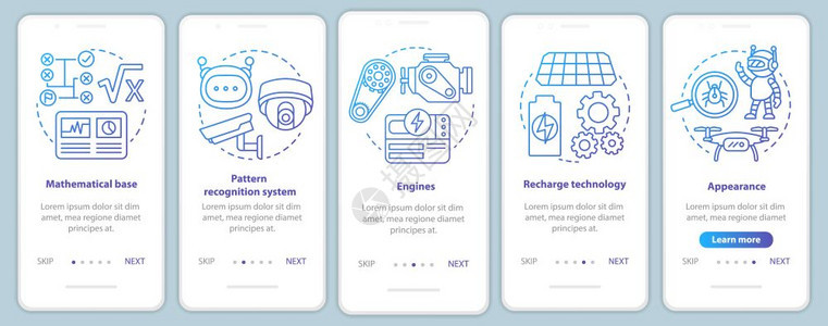 设计自动装置带有线插图的步行式网站骤uxig智能手机界面概念图片