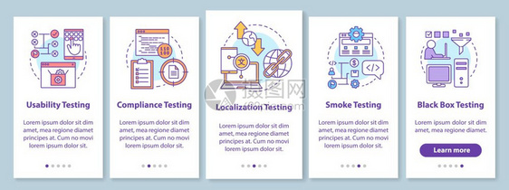 具有线概念的移动应用程序页面屏幕上非功能软件测试可用分析通过步骤的图示指uxi带有插图的gui矢量模板图片