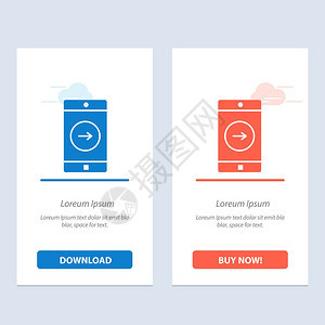 应用软件右移动应用程序蓝色和红下载现在购买网络部件卡模板图片