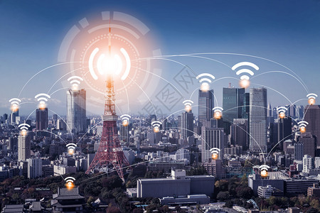 智能城市无线网络通信概念图片