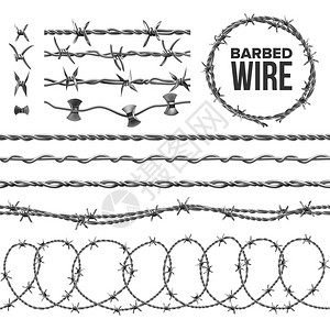 现代金属围栏铁丝链带区域保护的锋利元素工业铁丝网无缝模式符合现实的3d插图图片