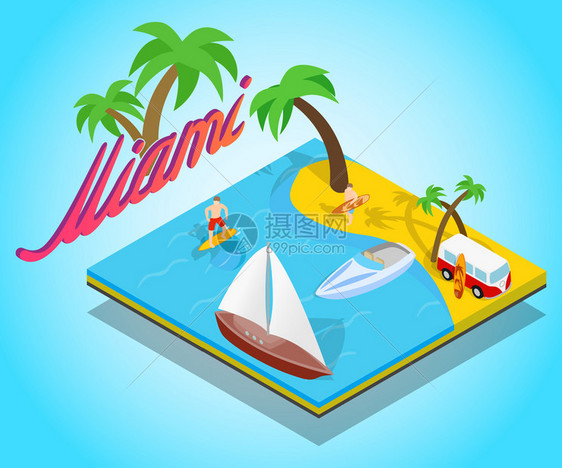 迈阿密海滩概念插画图片
