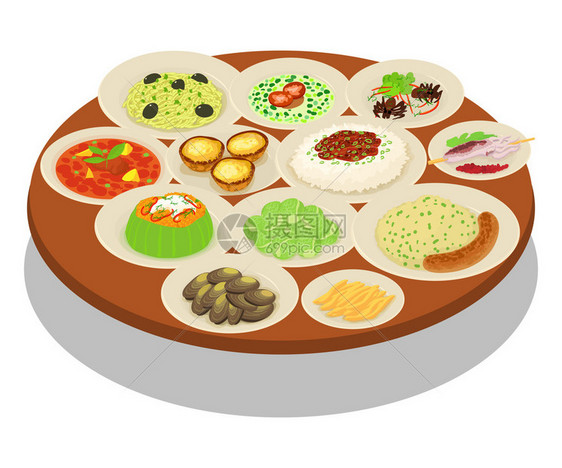 美食中餐矢量插画图片