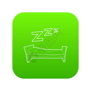 绿色背景白色休息床矢量图图片