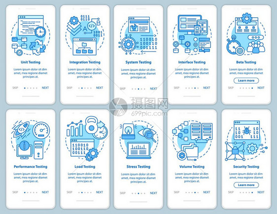 使用线插图通过网站步骤uxigsmartphone界面概念图片