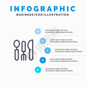 餐具旅馆服务行蓝色信息图模板5级图片