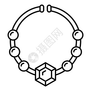 翡翠时长宝石项链图标大纲宝石项链向量图标用于孤立白色背景的网络
