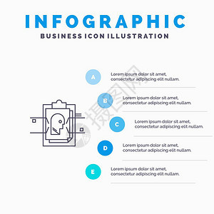 报告卡片文件用户代号带有5个步骤演示图背景的直线标图片