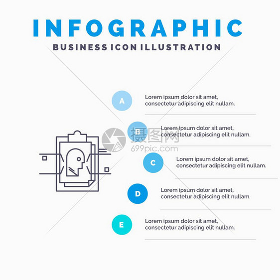 报告卡片文件用户代号带有5个步骤演示图背景的直线标图片