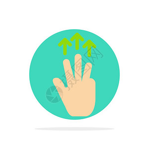 吮指鸡块手移动三指触摸抽象圆圈背景平面颜色图标插画