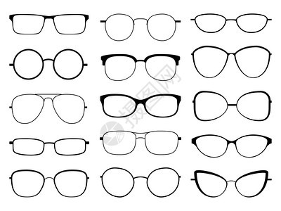 时装的太阳镜眼视觉不同形状镜框和时装边缘矢量圆形光透镜不同状框和时装边缘矢量背景图片