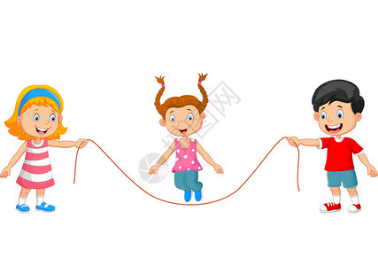 卡通可爱跳绳的孩子们图片