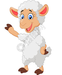 摇动手的卡通绵羊图片素材