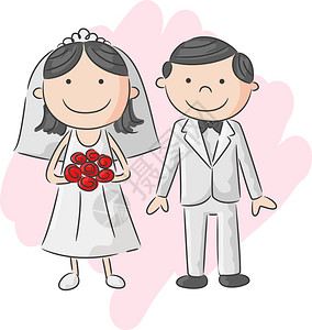 蒙古族婚礼快乐的婚礼新娘和新郎插画