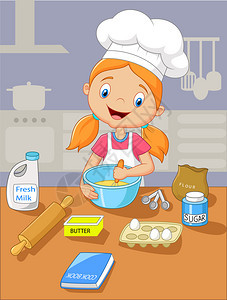 卡通小女孩烘烤图片