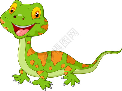 一天壁虎卡通可爱蜥蜴插画