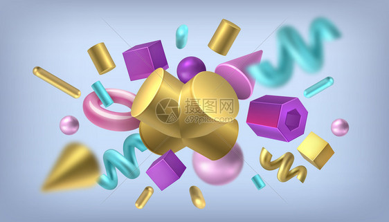 等量金色元素抽象几何金属形状矢量3d颜色转换符号插图孤立对象球锥体金字塔空间圆圈使形状背景等量金色元素抽象几何金属形状矢量金形转图片