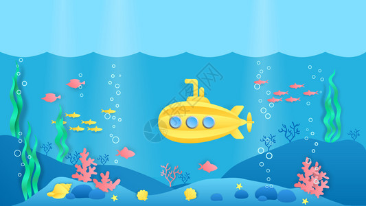 深海潜水艇矢量插图图片