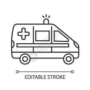 助急急诊线医疗图标救护车急事故治疗医程序细线图示轮廓符号矢量孤立