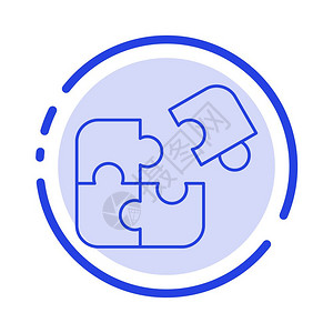 背景蓝色集合拼图商业匹配成功蓝点线条图标插画