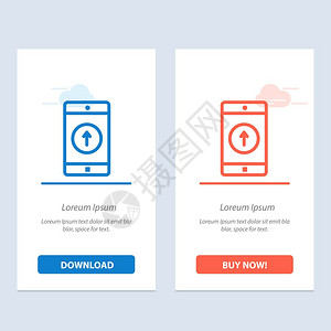 应用程序移动应用程序智能手机发送蓝色和红下载购买网络部件卡模板图片