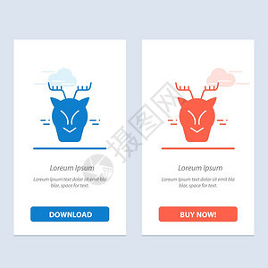高山北极加那达驯鹿蓝色和红色图标图片