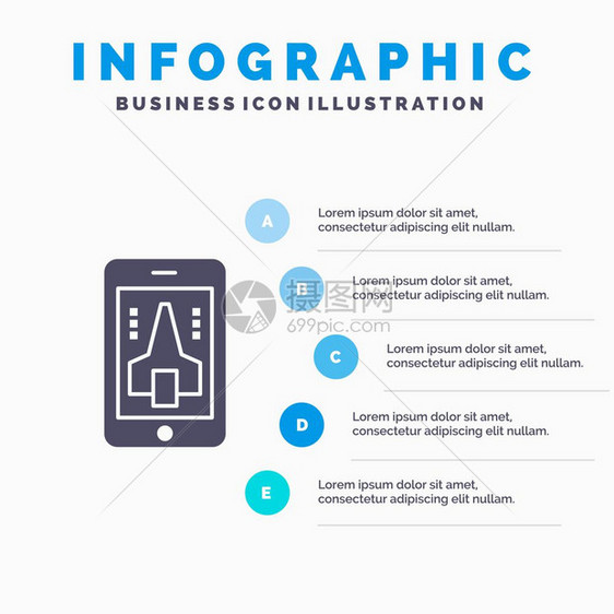 游戏移动智能手机信息图演示模板5步演示图片