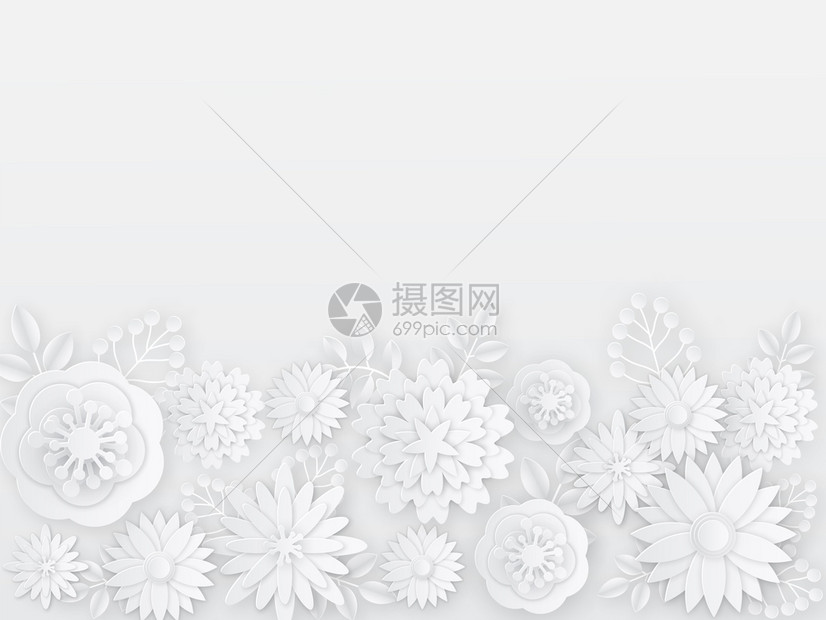夏季纸折花卉元素婚礼卡模板图片