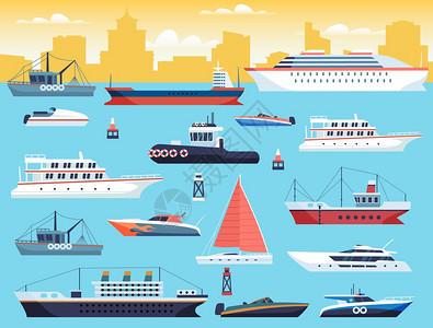海上运输或运输码头包括大海或洋船只和帆游艇乘轮船包括港口矢量船只海上或洋船只和帆游艇旅行机动船矢量只的航运码头包括大海或洋船只和图片